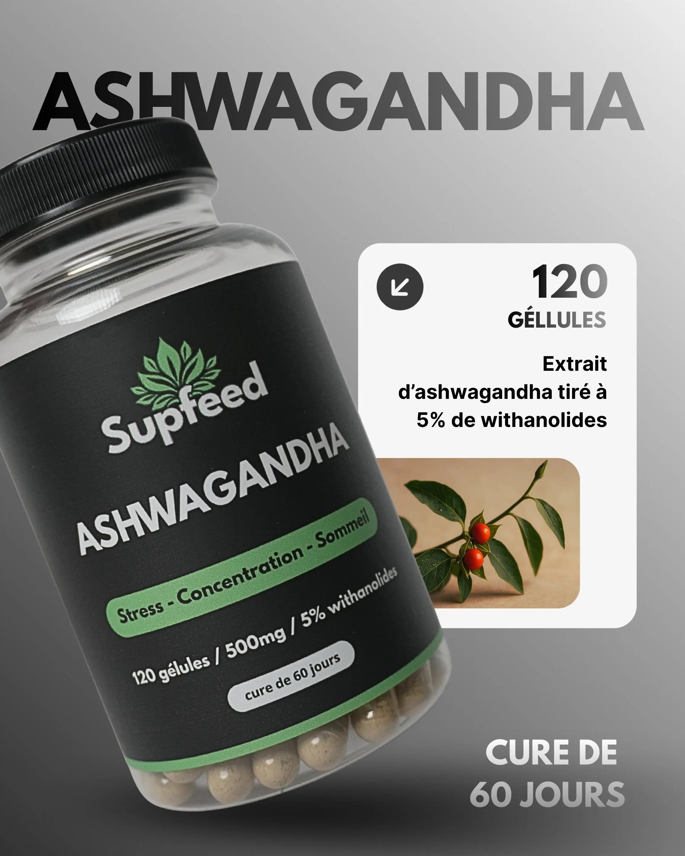 Ashwagandha - 120 gélules Supfeed