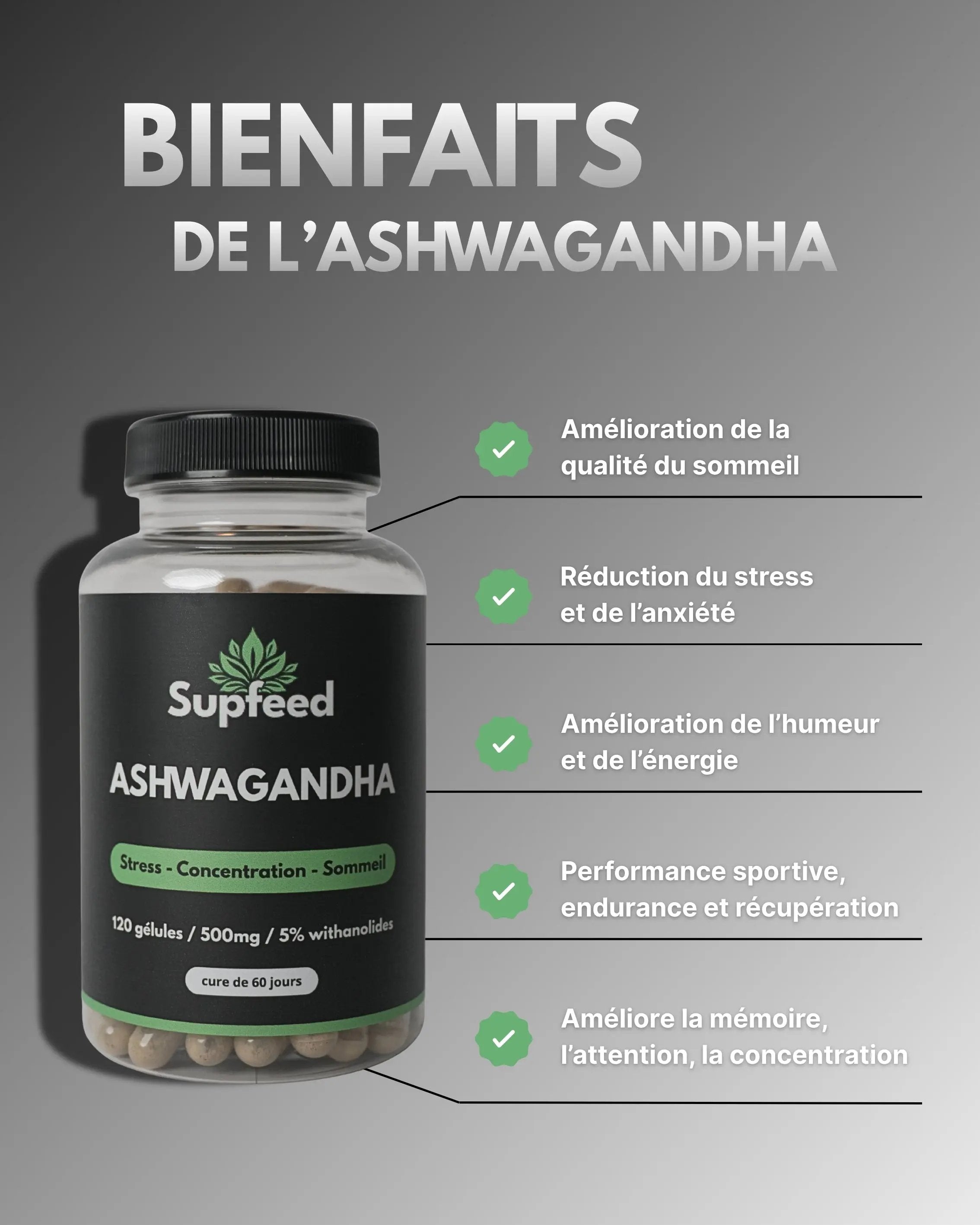 Ashwagandha - 120 gélules Supfeed